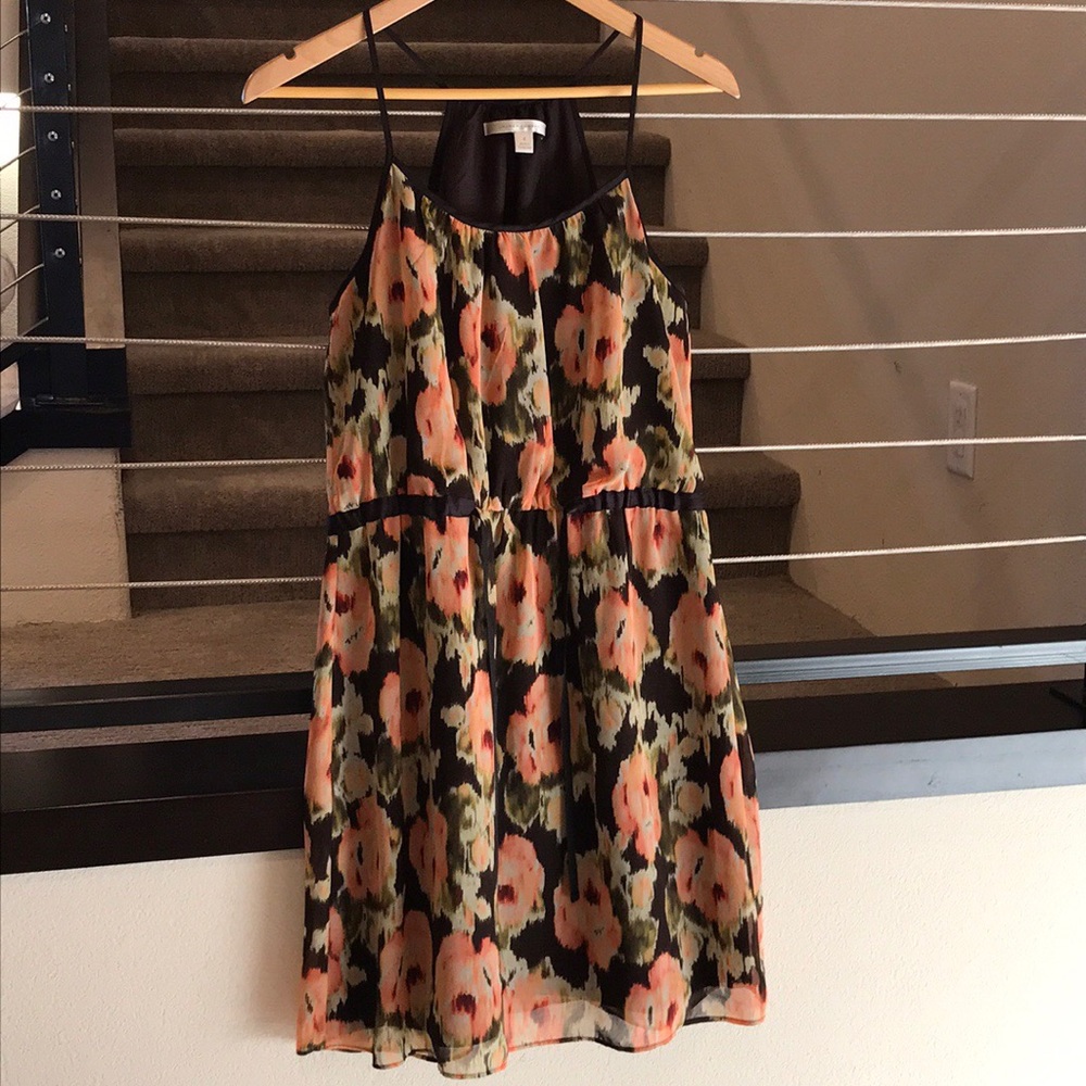 Floral Print Drawstring Waist Cocktail Mini Dress - Picture 3 of 5